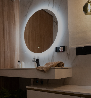Espejo con luz led y lavabo de baño